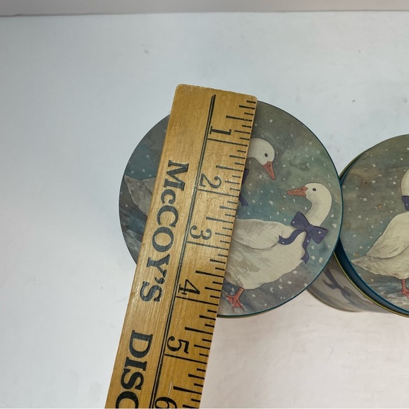 Vintage R.O.C Nesting Snow Goose Geese Storage Tins blue bow - Picture 6 of 9